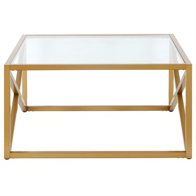 Calix 32'' Brass and Glass Square Modern Coffee Table