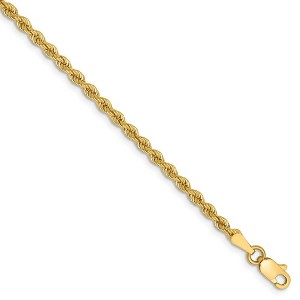 Black Bow Jewelry 2.5mm, 14k Yellow Gold, Handmade Solid Rope Chain Anklet or Bracelet - 1 of 4