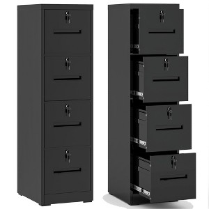 Munora - 4-Drawer Vertical File Cabinet with Individual Locks - Heavy Duty for A4/Letter/Legal Files - Black - 1 of 4
