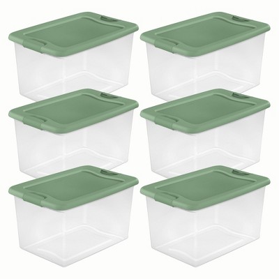 Sterilite 18 Gal Storage Tote, Stackable Bin with Lid, Plastic Container to  Organize Clothes in Closet, Basement, Crisp Green Base and Lid, 8-Pack