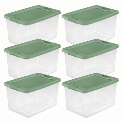 Sterilite 18 Gal Storage Tote, Stackable Bin With Lid, Plastic Container To  Organize Clothes In Closet, Basement, Crisp Green Base And Lid, 8-pack :  Target