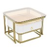 CAVINAS Coffee Tables for Living Room 2-in-1 Square Nesting Coffee Table Stackable End Table Set with Wheels & Drawers and Brown Tempered Glass - 3 of 4
