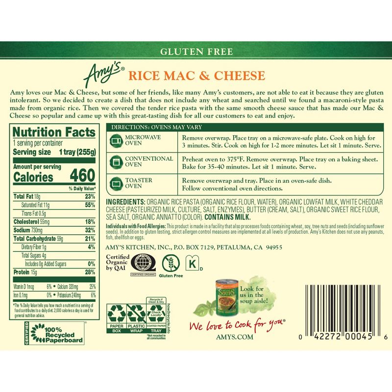 Amy&#39;s Gluten Free Frozen Rice Mac &#38; Cheese - 9oz, 4 of 6