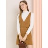 Allegra K Women's Corduroy Mini V Neck Vintage A-Line Bib Overall Pinafore Skirts - 2 of 4