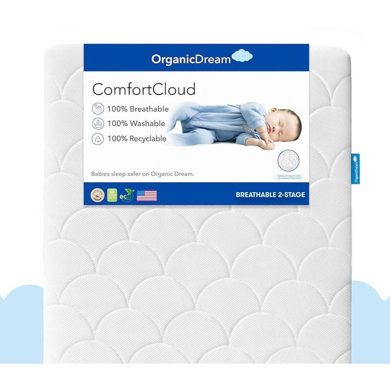 Organic Dream ComfortCloud 2-Stage Crib &#38; Toddler Mattress - White, 2 of 6