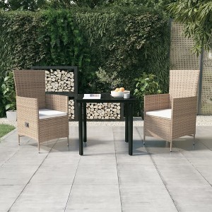 vidaXL 3 Piece Patio Dining Set with Cushions Beige - 1 of 4