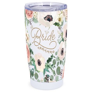 Elanze Designs The Bride Pastel Flower Bouquet Wrap-Around Design 20 Ounce Stainless Steel On-The-Go Coffee Mug, Thermal Travel Tumbler with Leak - 1 of 4