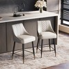 POVISON Modern Counter Height Bar Stools Set of 2, 24" Seat Height PU Leather Bar Stools with Back Armless Counter Chairs for Kitchen Island, Gray - 2 of 4