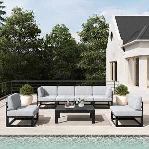 LayinSun 7-Piece Large Outdoor Modular L-Shaped Sectional Set with Coffee Table - 1 of 4