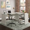 Sauder Carolina Grove 3 Drawer L Desk Winter Oak: Mid-Century Modern Home Office Furniture, Metal Frame - image 3 of 4