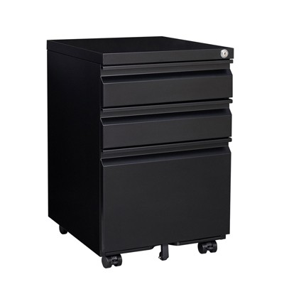 SKONYON 3-Drawer Mobile File Cabinet Lockable Metal Storage for Files