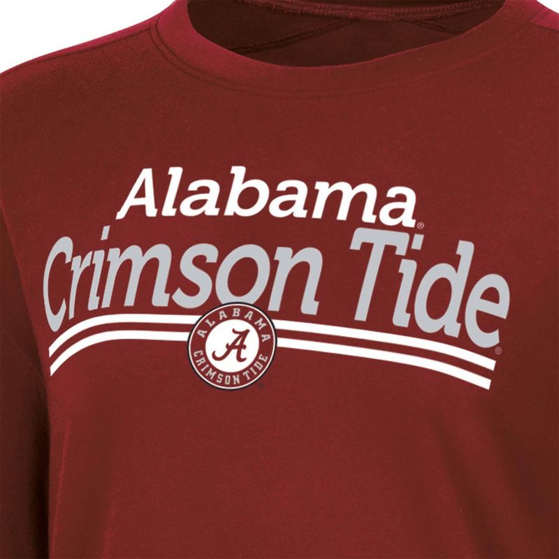 NCAA Alabama Crimson Tide Women's Crew Neck Fleece Double Stripe Sweatshirt, 3 of 4