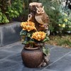 LuxenHome 28 Inch Outdoor Water Fountain, Owl and Sunflower Cascading Waterfall Fountain Outdoor and Indoor with LED Lights Brown - 2 of 4