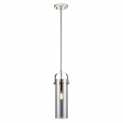 Pilaster II Cylinder - 1 Light Stem Hung Pendant In Industrial Style-14.5 Inches Tall and 5 Inches Wide