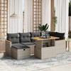 vidaXL 7 Piece Patio Sofa Set with Cushions Gray Poly Rattan - Gray without storage - 2 of 4