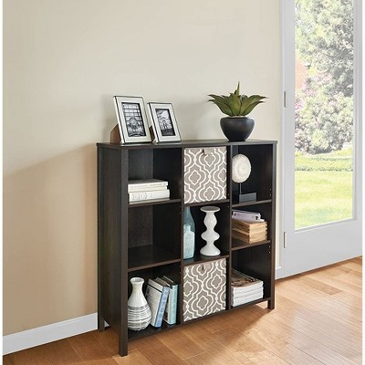 Adjustable Black Walnut 9-Cube Organizer with Doors