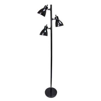 64" Traditional 3 Light Metal Floor Lamp with Adjustable Spotlight Shades Black - Creekwood Home