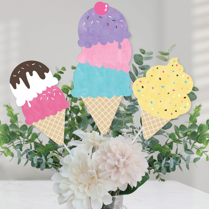 Big Dot of Happiness Scoop Up the Fun - Ice Cream - Sprinkles Party Centerpiece Sticks - Table Toppers - Set of 15, 1 of 8