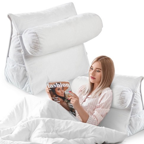 Cheer Collection Extra Large Wedge Shaped Reading And Tv Pillow With Adjustable Bolster white Target
