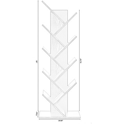 Gray Wooden 9-Shelf Tree Bookcase