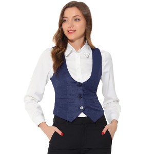 INSPIRE CHIC Women's Vintage Waistcoat Button Up Steampunk Jacquard Sleeveless Suit Vest - 1 of 4