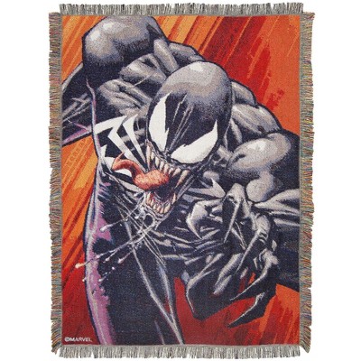 Marvel's Venom, "Coming at You" Woven Tapestry Throw Blanket, 48" x 60", Multi Color