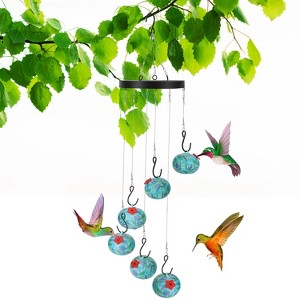 iMountek "Outdoor Hummingbird Feeder with Wind Chimes - Ant & Bee Proof, Perfect for Garden, Patio & Yard" Blue - 1 of 4