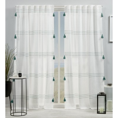 EXCLUSIVE HOME Demi Light Filtering Hidden Tab Top Curtain Panel Pair, 54"x96", Teal, Set of 2