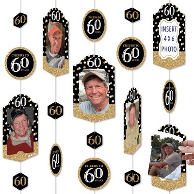 Big Dot of Happiness Adult 60th Birthday - Gold - Birthday Party Vertical  Photo Garland 35 Pieces