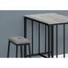 Monarch Specialties Dining Set 3pcs Set Counter Height 36 in Rectangular Small Kitchen Grey Laminate Black Metal Contemporary Modern - 2 of 3