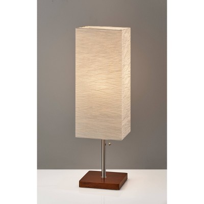 Dune Walnut and Brushed Steel Table Lamp with White Shade