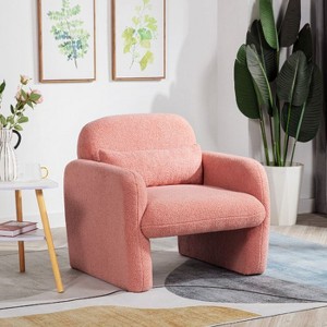 CAVINAS Teddy Fabric Accent Chair with Pillow and Armrests, Cozy Single Sofa Chair for Living Room, Bedroom, Study - 1 of 4