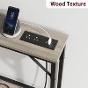 31.4"H Narrow Single-Layer Sofa Back Table with Power Supply, Pure Retro Color - Metal & Particleboard Frame, 2 Power Outlets & 2 USB Ports - 4 of 4