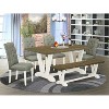 6-Piece Natural Oak Finish Solid Wood Top dining Table with 1-Bench and 4-Chairs with - 2 of 4
