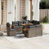 vidaXL 9 Piece Patio Sofa Set with Cushions Gray Poly Rattan - without storage - 2 of 4