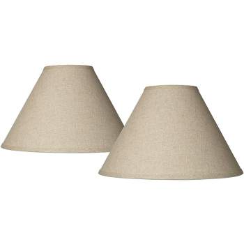 Springcrest Set of 2 Empire Lamp Shades Fine Burlap Large 6" Top x 17" Bottom x 11.5" High Spider with Harp and Finial Fitting