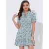 Allegra K Women's Summer Chiffon Ruffle Tie Neck Puff Short Sleeve Floral Dress - 2 of 4