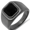 Steeltime Men's gray ip stainless steel ring with black simulated emerald cut diamond center stone. Size Option: 9-12 - 2 of 4
