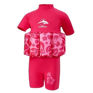 Konfidence Learn to Swim Floatsuit in Pink Hibiscus - 1 of 4
