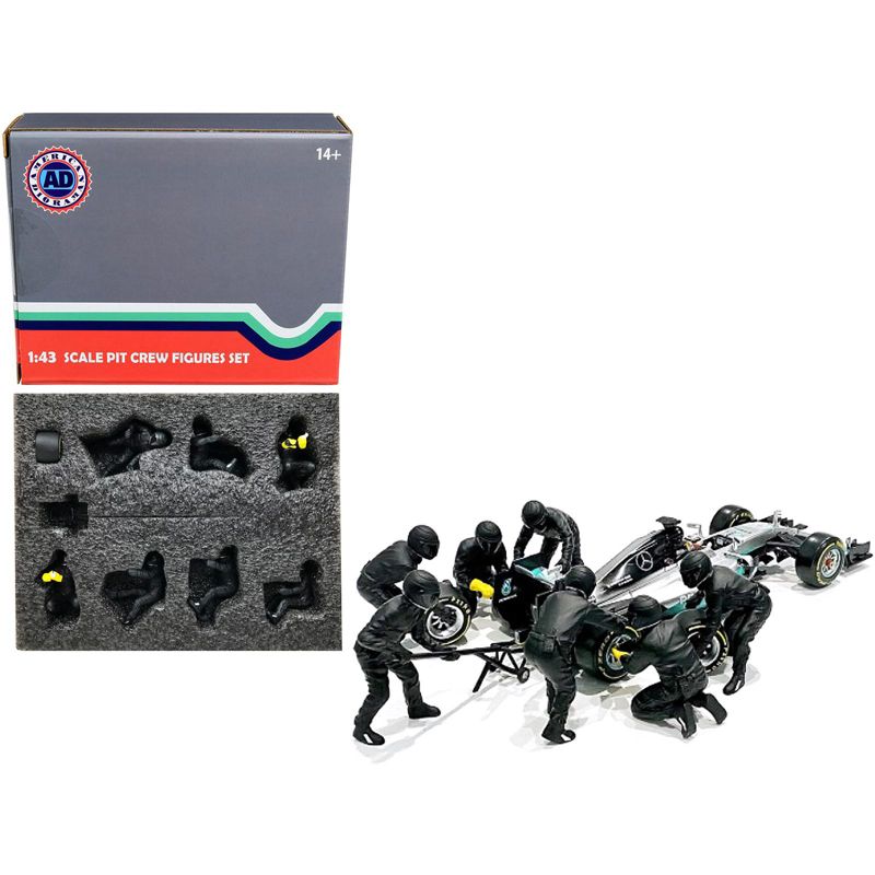 Formula One F1 Pit Crew 7 Figurine Set Team Black Release II for 1/43 Scale Models by American Diorama, 1 of 5