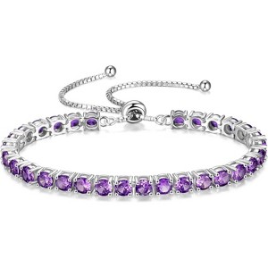 Sterling Silver Tennis Bracelet with Birthstone, Adjustable Bolo Chain Fine Jewelry, Anniversary Birthday Gift for Women - 1 of 4