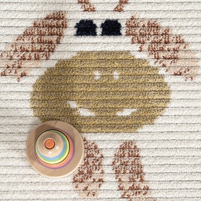 Beige Synthetic 4' x 6' Kids Rectangular Area Rug