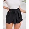 Womens Plus Size Paperbag Shorts Dressy Summer Elastic Waist Wide Leg Flowy Comfy Lounge Shorts - 2 of 4