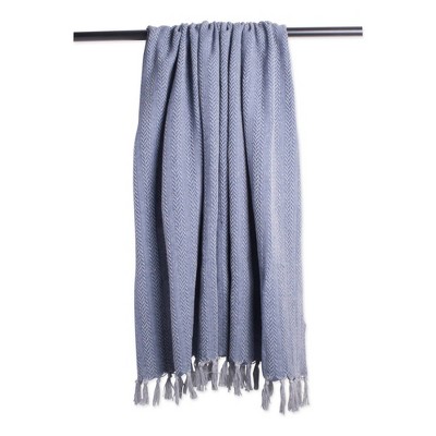 French Blue Cotton Sherpa Full-Size Cozy Throw