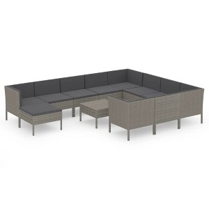 vidaXL Garden Lounge Set Patio Sectional Sofa Couch Outdoor Poly Rattan Grey - 1 of 4