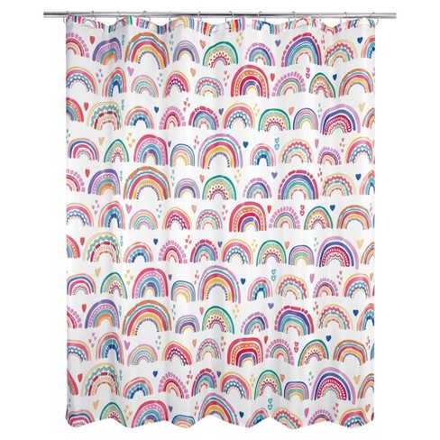 Rainbow Hearts Kids Shower Curtain Bath Mat Towel S164 – Sweet Blooms Decor