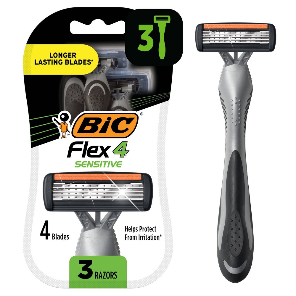 Photos - Shaver BIC Men's Flex 4 Blades Sensitive Disposable Razors - 3ct 