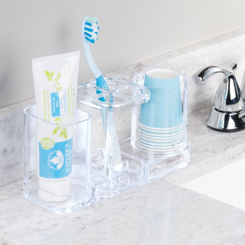 mDesign Plastic Bathroom Countertop Toothbrush Storage Organizer Stand, 2 of 10
