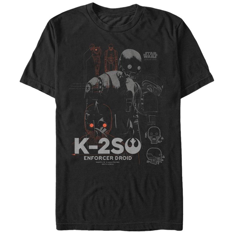 Men's Star Wars Rogue One K-2SO Schematic Detail Print T-Shirt, 1 of 5