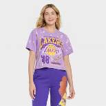 Women's LA Lakers NBA Cropped Short Sleeve Graphic T-Shirt - Purple